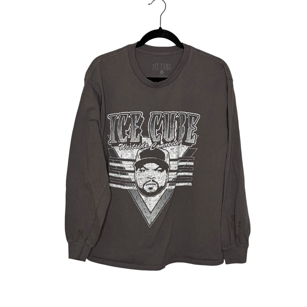 Ice Cube Long Sleeve Graphic Tour T Shirt Gray Hip Hop Rap Large